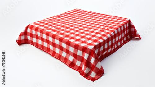 A red and white checkered picnic blanket isolated on a white background