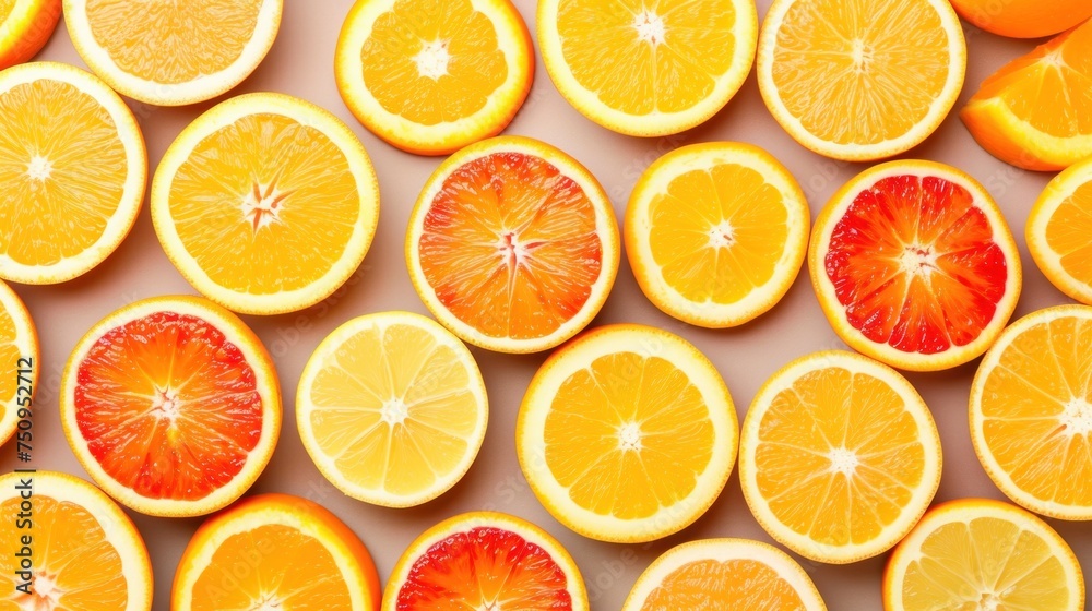 a group of oranges cut in half on top of each other with one cut in half on top of the other. a group of oranges cut in half on top of each other with one cut in half on top of the other.