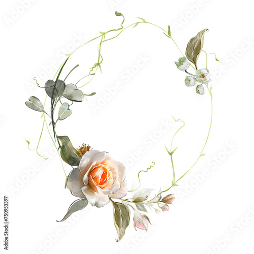 elegant vintage flower wreath series vector illustration on PNG transparent background photo