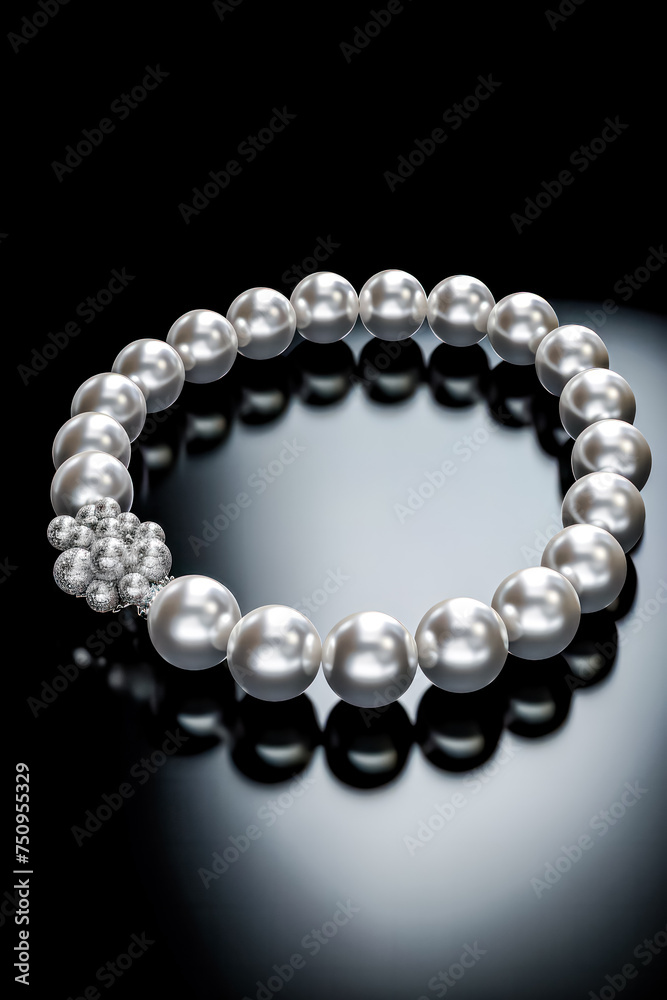 Obraz premium An exquisite natural pearl bead bracelet, a symbol of elegance and sophistication, beautifully crafted for refined fashion statements.