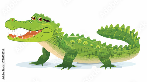 Alligator isolated on white background cartoon vecto