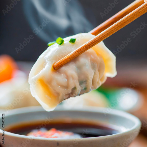 dumplings with chopsticks