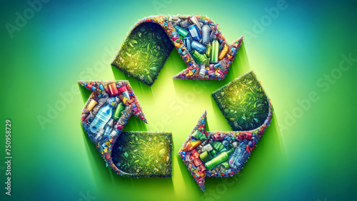 Eco-Friendly Recycling Symbol with Recyclable Materials