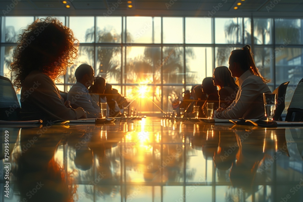 Corporate Board Meeting at Sunset