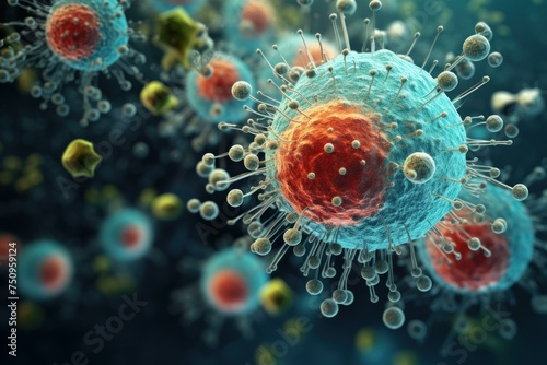 Scientific macro closeup. Human microbe. Generate Ai