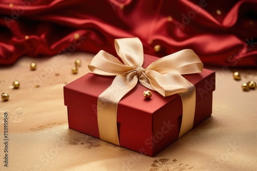 red gift box with gold ribbon © Alexei