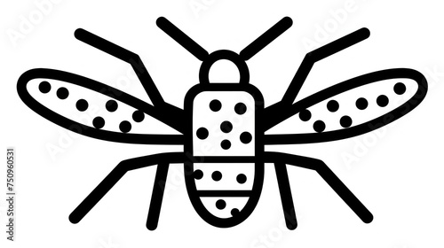 a black and white drawing of a bug with dots on it's back legs and legs, with a black outline of a bug on it's back legs and a white background. photo