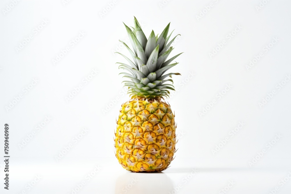 A single pineapple sits on a white background A single pineapple sits on a white background