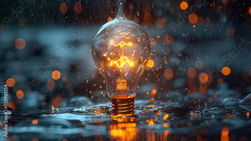 Witness the birth of groundbreaking ideas as a luminous light bulb emerges from a sea of darkness, its brilliance symbolizing the power of innovation