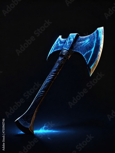 Mystic Darkness Fantasy Warrior Grasping Energy-Charged Axe