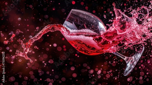 red wine being poured into a wine glass with a splash of water on the bottom of the glass and a splash of water on the bottom of the glass.