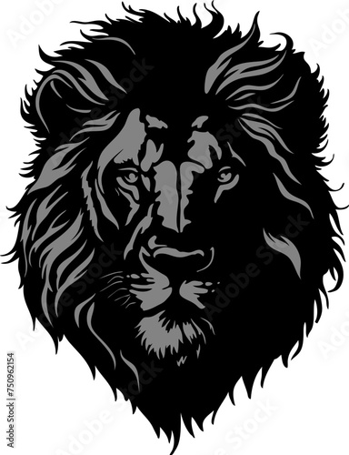 Lion head vector image. Black and white lion. © svistoplas