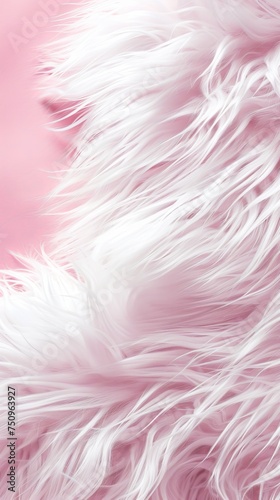 white fur on a pink background.