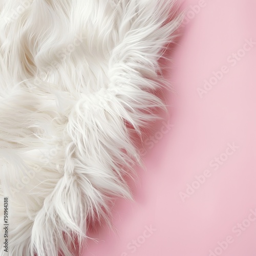 white fur on a pink background.