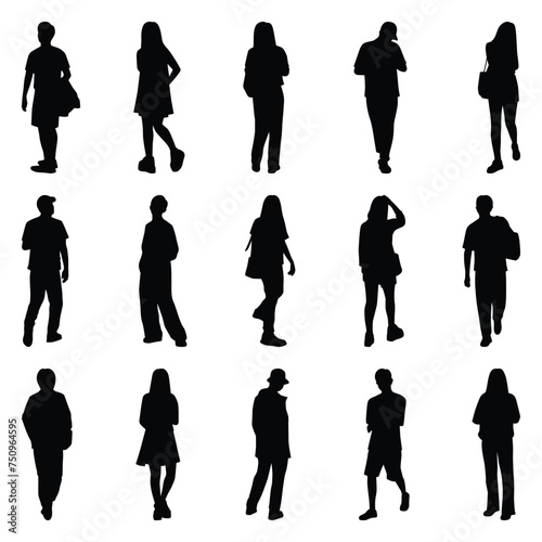 Vector collection set of individual people silhouettes.