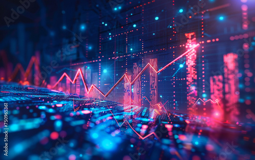 financial stock market concept with rising arrows and digital charts abstract illustration