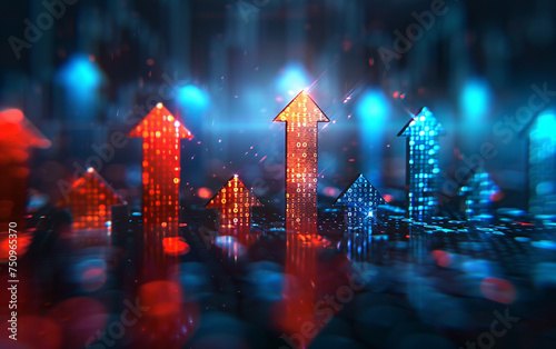 financial stock market concept with rising arrows and digital charts abstract illustration