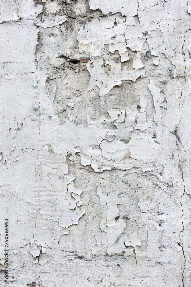 A white wall with peeling paint. Great for texture backgrounds