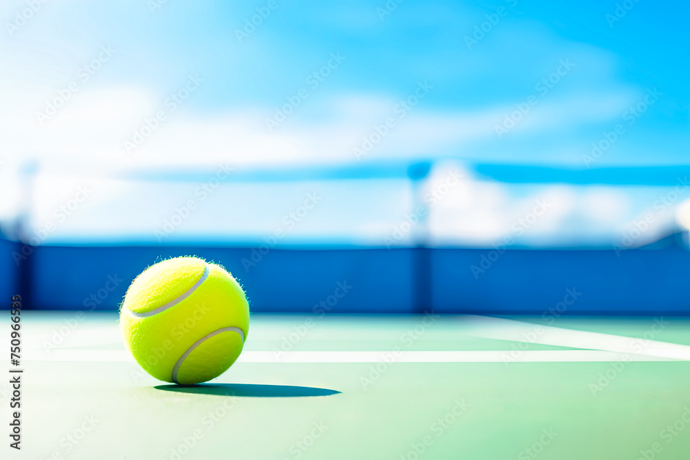 Tennis Ball Resting on Tennis Court