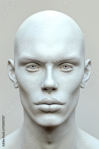 Close up of a white mannequin head, suitable for fashion design projects