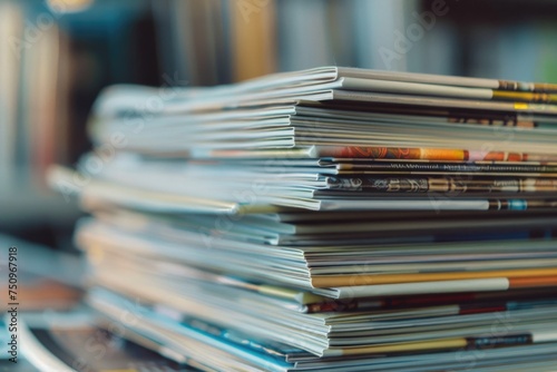 A stack of magazines sitting on top of a table, suitable for various editorial and lifestyle projects