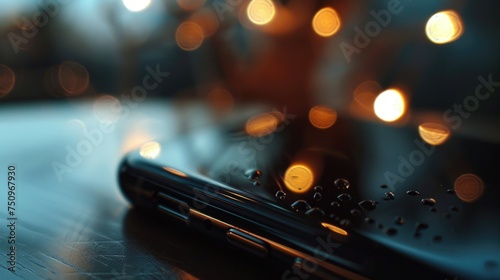 A close up of a cell phone on a table. Suitable for technology concepts © Fotograf