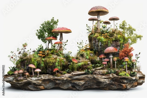 A group of mushrooms sitting on top of a piece of wood. Ideal for nature or food-related projects