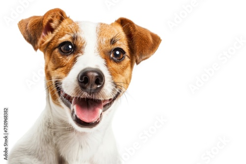 A lively brown and white dog showing its excitement. Ideal for pet-related designs © Fotograf