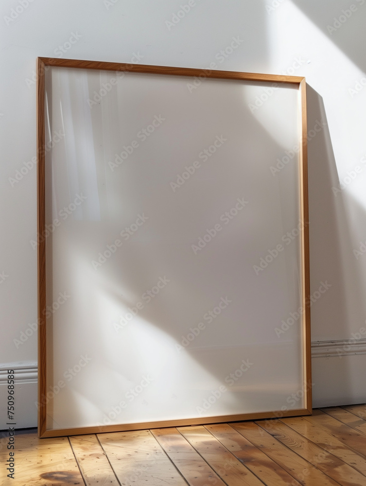 Blank White Canvas with Wooden Frame on Floor by Wall
Blank White Canvas with Wooden Frame on Floor by Wall
