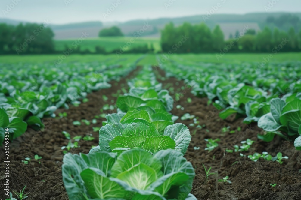 Fresh lettuce growing in a sunny field. Suitable for agriculture concepts Fresh lettuce growing in a sunny field. Suitable for agriculture concepts