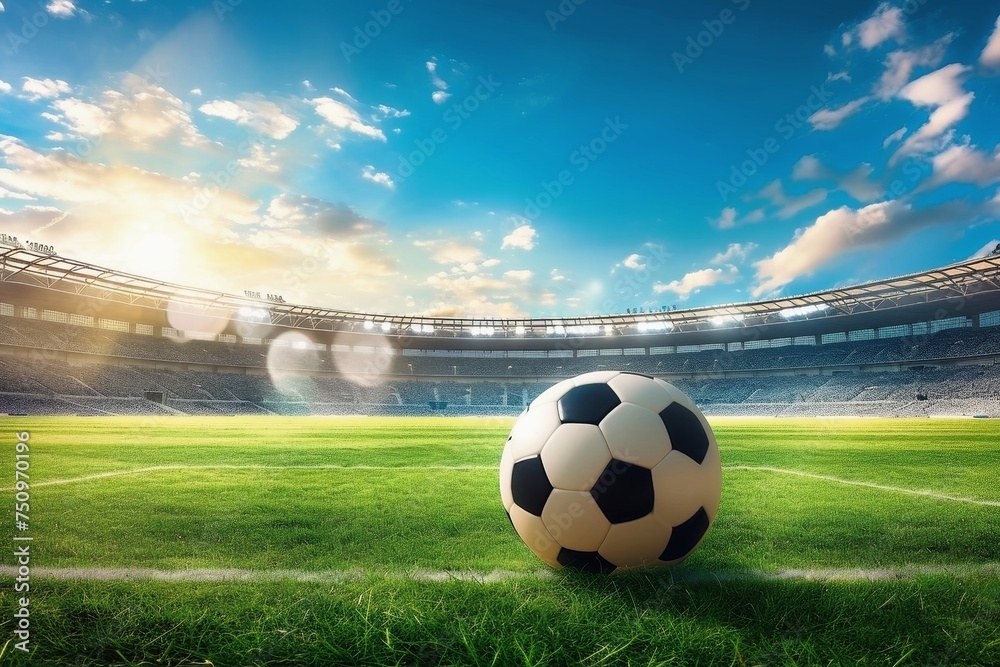 Naklejka premium A soccer sports championship background on a playing field.