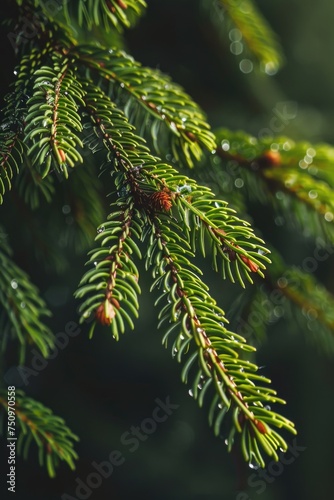Detailed close up of a pine tree branch. Perfect for nature backgrounds
