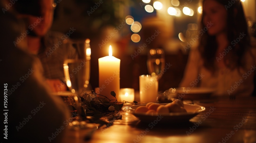 People gathered around a table with candles. Ideal for restaurant or event concepts People gathered around a table with candles. Ideal for restaurant or event concepts
