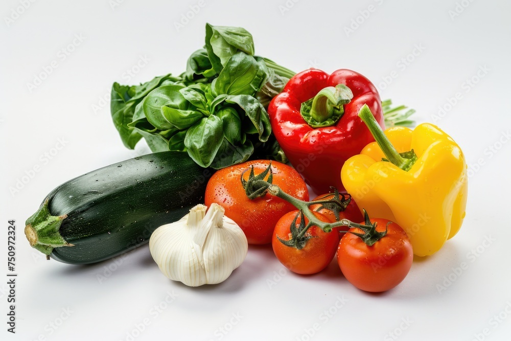 Fresh vegetables displayed on a table, perfect for food and cooking concepts Fresh vegetables displayed on a table, perfect for food and cooking concepts
