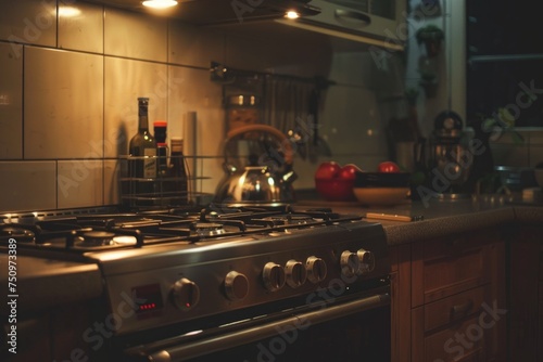 A stove top oven in a kitchen, suitable for culinary designs