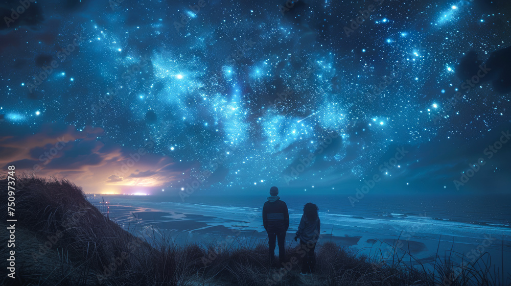 A Couple Looking at the Stars - Dreaming and Wishing