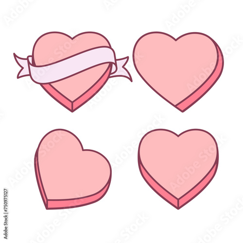 Set of pink conversation hearts. Candy heart collection. Cartoon vector illustration.