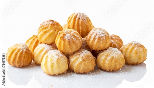 small cookie drops puff pastry balls isolated on white background © Kira