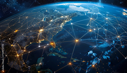 network connections over the planet america