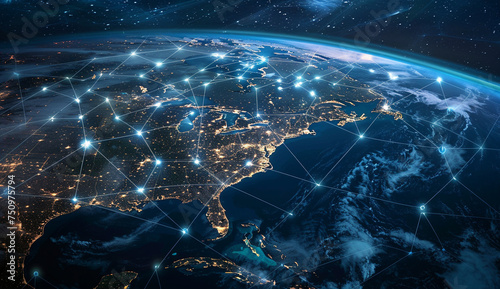 network connections over the planet america