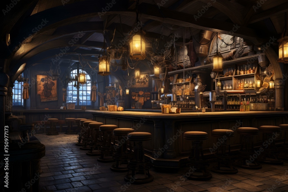 Serving beer pub. Hand alcohol counter. Generate Ai