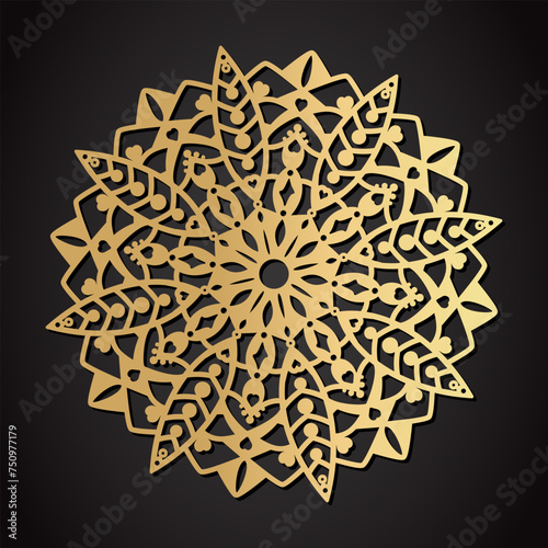Ornamental gold round mandala. Vector illustration
