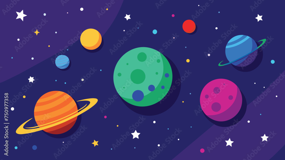 Space Scene With Planets and Stars