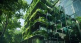 a building with a lot of plants growing on it's side