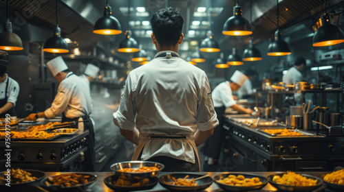 Man Standing in Kitchen Preparing Food