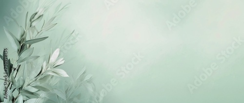 Watercolor background. Spring design with a composition of branches, leaves and watercolor spots
