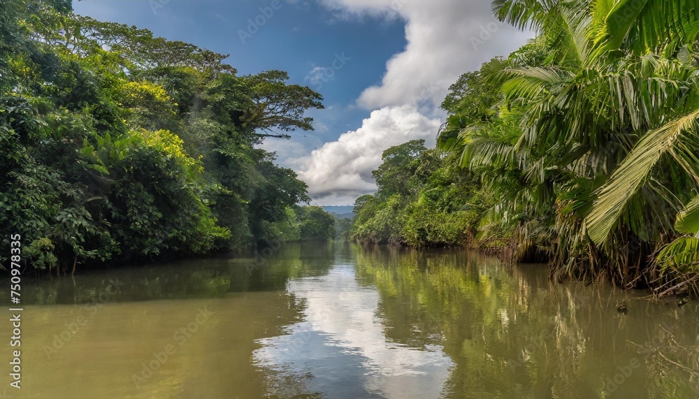 canal in the national park of tortuguero with its tropical rainforest along the caribbean coast of costa rica central america