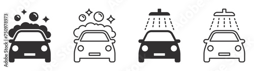 Set of car wash icons. Car care symbol, car cleaning service. Vector. EPS10.