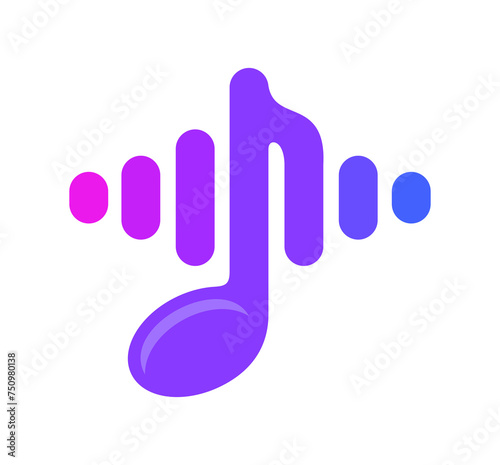 Musical note and musical wave. Music, musical, melody, song and sound, illustration