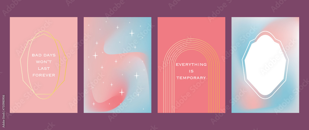 Flat gradient posters. In a minimalist style. Suitable for cover, social media wallpaper design, poster, photo frame... - obrazy, fototapety, plakaty 
